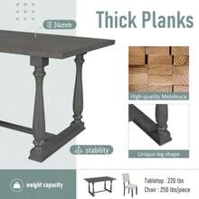 TREXM 6-Piece Dining Table And Chair Set With Special-Shaped Legs And Foam-Covered- Seat Backs&Cushions For Dining Room (Gary) - 如圖所示 - 查看 6