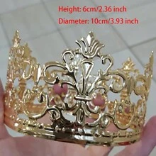 1pc Boxed Metal Hollow Crown Iron Cake Stand (Gold, Rose Gold, Silver, Black), Back To School Valentine Day - Gold - View 10