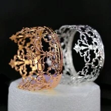 1pc Boxed Metal Hollow Crown Iron Cake Stand (Gold, Rose Gold, Silver, Black), Back To School Valentine Day - Gold - View 4