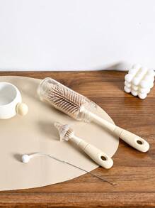 3pcs/Set Baby Silicone Bottle Brush, Nipple & Straw Cleaning Tool Kit