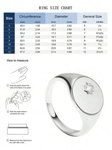 Charm-In 1 chiếc nhẫn đá Zirconia hình ngôi sao tròn màu bạc dành cho nữ, trang sức hàng ngày - Bạc - Xem 3