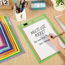 10 Oversized Reusable Dry Wipe Pockets And - Use Transparent Plastic Sheet Protectors To Write, Wipe, And Reuse - Perfect For Teachers, Schools, And Classroom Organizations - 10pcs - View 4
