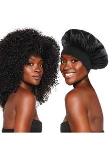 1pc Satin Bonnet Silk Bonnet Hair Bonnet Jumbo Size For Sleeping Satin Bonnet Stretchy Tie Band For Women, Bonnet, Shower Cap, Hair Products And Accessories For Barber Salon Beauty Travel Essentials,Back To School,Travel Holiday Essentials,Hair Accessories For Women