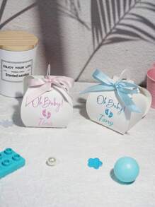 可定制的“Oh Ba By！”迷你礼盒，配有粉色/蓝色丝带，非常适合用于Baby派对礼品，可个性化定制姓名，非常适合小礼物、糖果和巧克力 - Oh Baby盒定制 - 查看 2