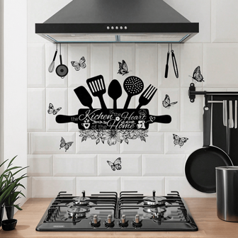 1pc New Creative Kitchen Utensils Sticker, Room Stuff,Waterproof Decal Stickers,Removable Wall Sticker For Restaurant, Kitchen And Home Decoration