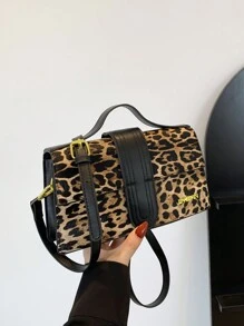 1 chiếc (9,4in*5,3in*2,6in) Túi xách thời trang dành cho nữ, Túi đeo chéo, Túi đeo vai, Túi đeo chéo, Túi đeo chéo, Túi vuông, Túi có nắp, Làm bằng PU, Thích hợp để mua sắm, Hẹn hò, Tụ tập, Đi làm, Dây đeo vai có thể điều chỉnh, Họa tiết da báo cổ điển, Túi xách nữ màu vàng giản dị sang trọng, Túi in hình da báo thời trang dành cho nữ, Sự trở lại của họa tiết da báo - Màu vàng - Xem 2