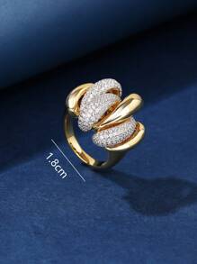 1pc Copper Wrapped Smooth Cubic Zirconia Unisex Ring - Two-color - View 5