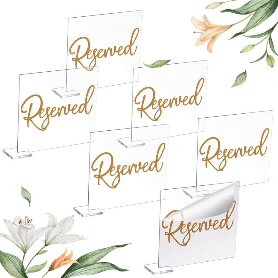 Raindrops 2pcs Reserved Table Signs Acrylic Reserved Table Tent Signs Reservation Seat Signs For Wedding Restaurant Office Meeting Chairs - View #9
