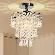 7.87-Inch Luxury Mini Crystal Chandelier, Crystal Pendant Light, Suitable For 220-240V, E14 Bulb Socket, 3-Tier Raindrop Design, Compact & Elegant, Suitable For Recessed Ceiling Lighting In Bedroom, Hallway And Living Room (Bulb Not Included) - one-size - View 14