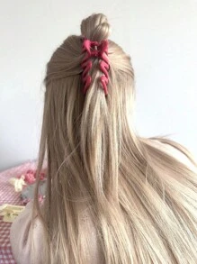 1/3 件 Y2K 风格女士粉色/白色/玫瑰色大号 11 厘米/4.33 英寸波浪形轻质塑料发夹，优雅简约纯色发爪发饰适合日常佩戴、休闲派对、通勤、度假、发型设计、洗脸、沐浴、化妆和服装搭配 - 彩色 - 查看 5