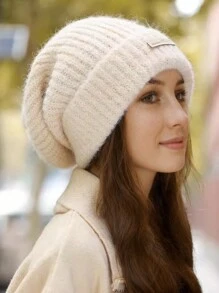 1pc Loose Knitted Beanie Hat, Warm Oversized Rib Knit Cap For Women And Men, Autumn Winter - Multicolor - View 11