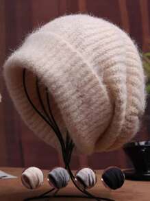 1pc Loose Knitted Beanie Hat, Warm Oversized Rib Knit Cap For Women And Men, Autumn Winter - Multicolor - View 13