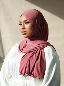 1 pièce Accessoires d'abaya Foulard femme couleur unie en modal doux avec bord plissé. Foulard femme de style arabe léger pour le port quotidien. Bandeau voilé