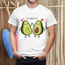 PLAYERA AMOR Y AMISTAD 14 DE FEBRERO NOVIOS AMIGOS AGUACATE INGLES CABALLERO - Blanco - Ver 1