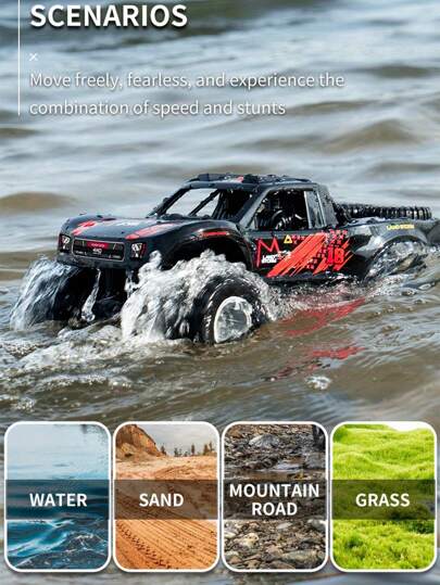 Christmas Decoration 2.4G Amphibious Off-Road RC Truck, 8-Wheel Climbing RC Car With Remote Control, Waterproof Stunt Car For Kids, Holiday Gift
