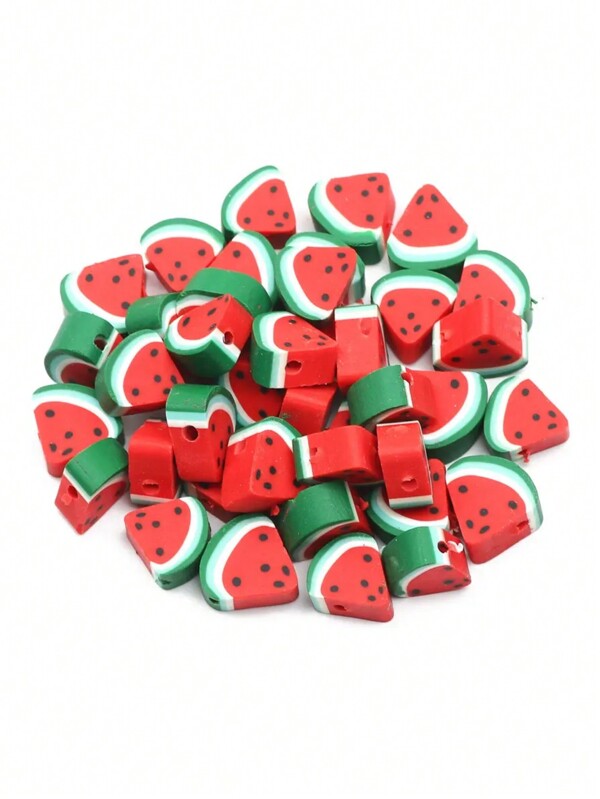 50/100/200 piezas Mini cuentas de arcilla polimérica con diseño de frutas de dibujos animados, accesorios para hacer joyas DIY, collar, pulsera, aretes, arte y artesanía