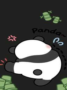 Cute Stuff 1pc Cute Panda Dance Pattern Anti-Fingerprint Black Corundum Mobile Phone Case Compatible With Apple/Samsung/Xiaomi/TECNO/Infinix/Vivo/Oppo