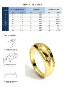 Charm-In 1 chiếc Nhẫn Trang Trí Ngôi Sao Đính Đá Cubic Zirconia Trang Sức Đồng - Vàng - Xem 3