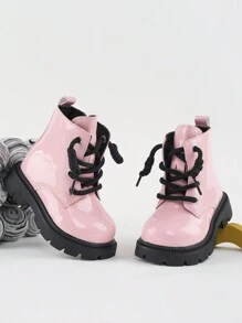 1 Paio di Stivali da Ragazza, Nuovi Stivali alla Caviglia Antiscivolo per Bambini Autunno/Primavera, Neri - Rosa - Visualizzare 4