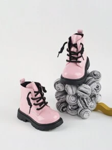 1 Paio di Stivali da Ragazza, Nuovi Stivali alla Caviglia Antiscivolo per Bambini Autunno/Primavera, Neri - Rosa - Visualizzare 1