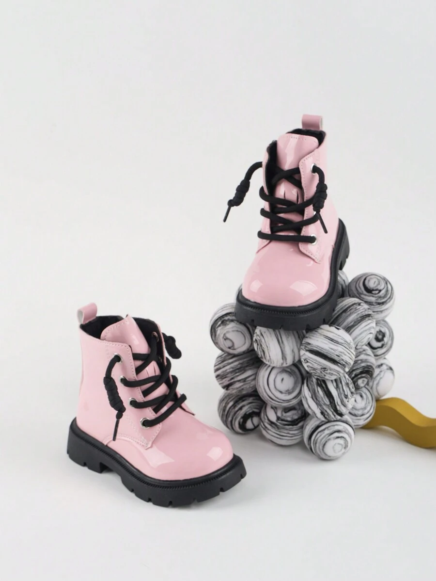 1 Paio di Stivali da Ragazza, Nuovi Stivali alla Caviglia Antiscivolo per Bambini Autunno/Primavera, Neri - Rosa - Visualizzare 1