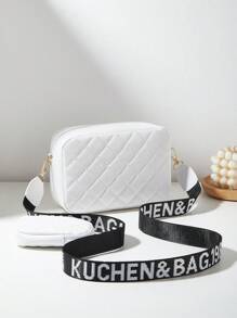 Bolso de hombro con estampado de mariposas, bolso bandolera acolchado, billetera pequeña para mujer - Blanco - Ver 5