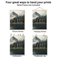 Set Of 3 Retro Abstract Landscape Neutral Watercolor Mountains Lake Art Canvas Poster Print,Modern Nature Wall Art,Perfect Gift For Home,Living Room,Bedroom Decor,No Frame - Apricot - View 6