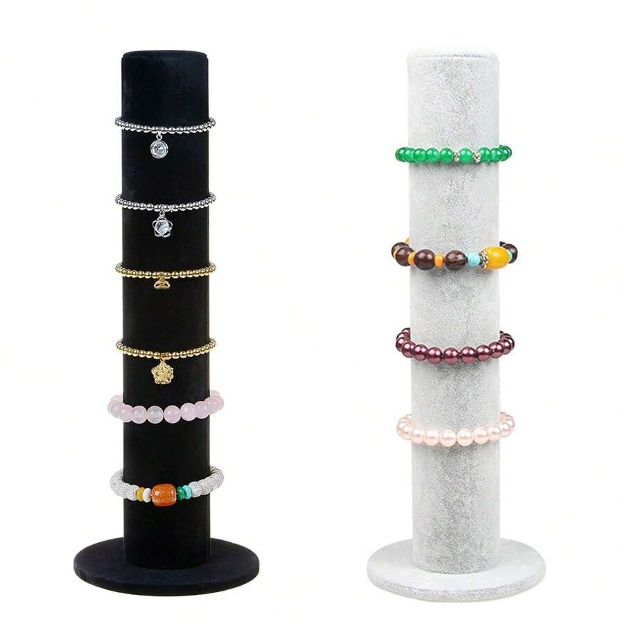 1pc Velvet Vertical Tower Jewelry Bracelet & Bangle T-Bar Organizer Display Stand - Chaotianzhu - View 1