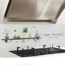 1pc Kitchen Oil-Proof Wall Sticker, Anti-Oil Anti-Water High Temperature Adhesive Wallpaper For Cabinet Countertop Tiles - Kitchen Wall Stickers - View 4