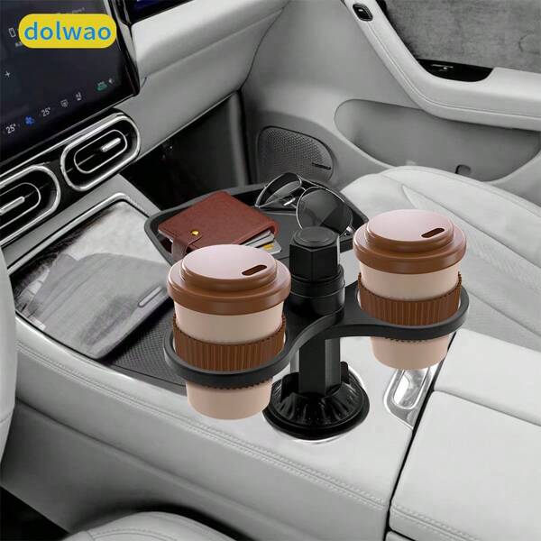 dolwao 1pc Swiveling Car Cup Holder Tray Stand, Vehicle Drink Cup Carrier, Auto Coffee Bottle Mount, Expandable Cup Holder