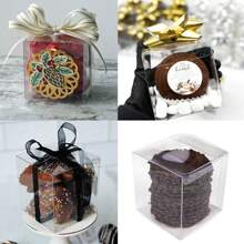 20 PCS Clear Favor Boxes Plastic Clear Gift Boxes Gift Boxes,Transparent, Small, Square, Storage Bins, Empty Boxed Containers, Wedding, Party, Birthday Present,
