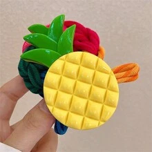 1 pezzo Elastico per capelli a fantasia di frutta (fragola, anguria, ananas), accessorio per capelli casual da donna, fermaglio per coda di cavallo, elastico per capelli