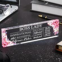 1pc Acrylic Desktop Ornament, Women's Office Decor, Thank You Gift For Boss And Birthday Gift, Female Business Leader (Pink Style) - Pink - View 4