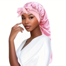 ZTZI Braid Bonnet With Tie Band Soft Breathable Sleeping Night Cap Elegant Solid Color Extra Long Satin Bonnets For Women Girls - Multicolor - View 15