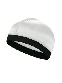 Men's Solid Color Silky Breathable Elastic Wave Cap, Fashion Sports Underhat - A - View 14