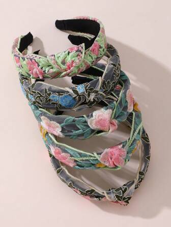 1 件女士优雅复古蕾丝网花刺绣蝴蝶结头带，适合日常佩戴，尤其是节日发带发箍