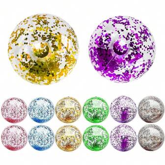 1pc Inflatable Glitter Beach Ball,15.74inch, Ideal For Beach, Pool Parties And Games,Adult Party Games Suitable For Halloween/Christmas/Thanksgiving