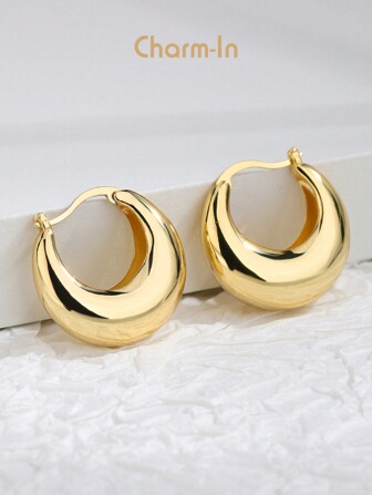 Charm-In 1 יחידות עגילי חישוק מינימליסטיים תכשיטי נחושת