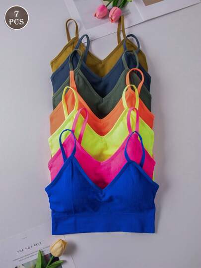 7pcs/Set Women Sports Wireless Comfy Bra, Lingerie