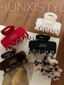 1pc Vintage Square Hollow Alloy Large Hair Clip, Elegant Design 'France' Branded Hairpiece Accessories For Women Hair Claws Claw Clips Hair Clips Hair Jaw Clip Hair Clamps Hair Clutch Hair Catcher Clip