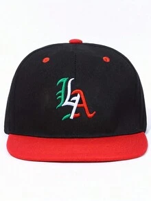 Mexican Flag Color Gothic Letter 'LA' 3D Embroidered Flat Brim Snapback Hip Hop Baseball Cap, Street Style - Hip-hop Cap - View 6