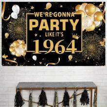 1 件，60 岁生日横幅 - 黑色和金色背景，带有 60 岁欢呼信息 - 非常适合男士和女士生日派对装饰、摄影道具以及秋季、春季、夏季或冬季的花园或房间装饰 - 多色 - 查看 4