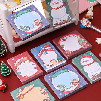 Christmas Decoration Random 1Set Santa Claus Memo Pad - Student Learning & Office - Festive Design, Creative Notes