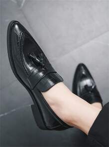 Men's Pointed Toe Business Dress Formal Leather Shoes - Black - View 5