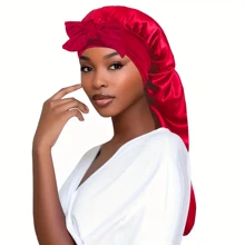 ZTZI Braid Bonnet With Tie Band Soft Breathable Sleeping Night Cap Elegant Solid Color Extra Long Satin Bonnets For Women Girls - Multicolor - View 21