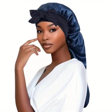 ZTZI Braid Bonnet With Tie Band Soft Breathable Sleeping Night Cap Elegant Solid Color Extra Long Satin Bonnets For Women Girls - Multicolor - View 26
