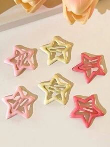 8个/套迷你金属星星发夹，可爱五角星发卡，甜美时尚女士发饰，日常佩戴，粉色配饰y2k，发夹爪夹，情人节配饰，头部配饰 - 粉色 - 查看 6