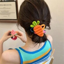 1 pezzo Elastico per capelli a fantasia di frutta (fragola, anguria, ananas), accessorio per capelli casual da donna, fermaglio per coda di cavallo, elastico per capelli