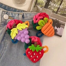 1 pezzo Elastico per capelli a fantasia di frutta (fragola, anguria, ananas), accessorio per capelli casual da donna, fermaglio per coda di cavallo, elastico per capelli