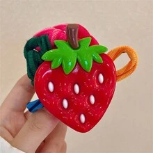1 pezzo Elastico per capelli a fantasia di frutta (fragola, anguria, ananas), accessorio per capelli casual da donna, fermaglio per coda di cavallo, elastico per capelli
